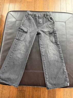 Old Navy High Rise Baggy Wide Leg “Built In Tough” Black Cargo Jeans (Size 14)